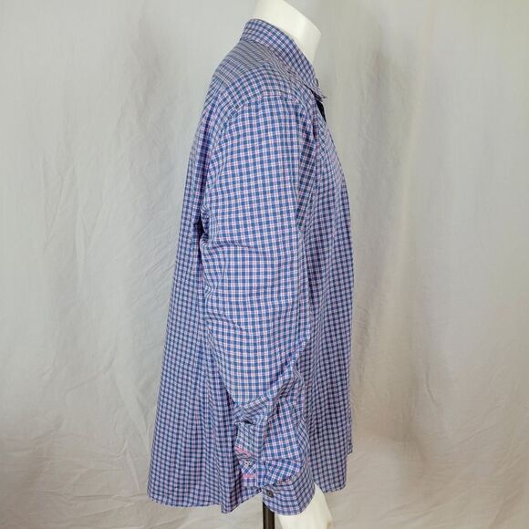 Jeremy Argyle NYC Blue and Pink Plaid Button‎ Down Long Sleeve Shirt Size XXL - Picture 4 of 8